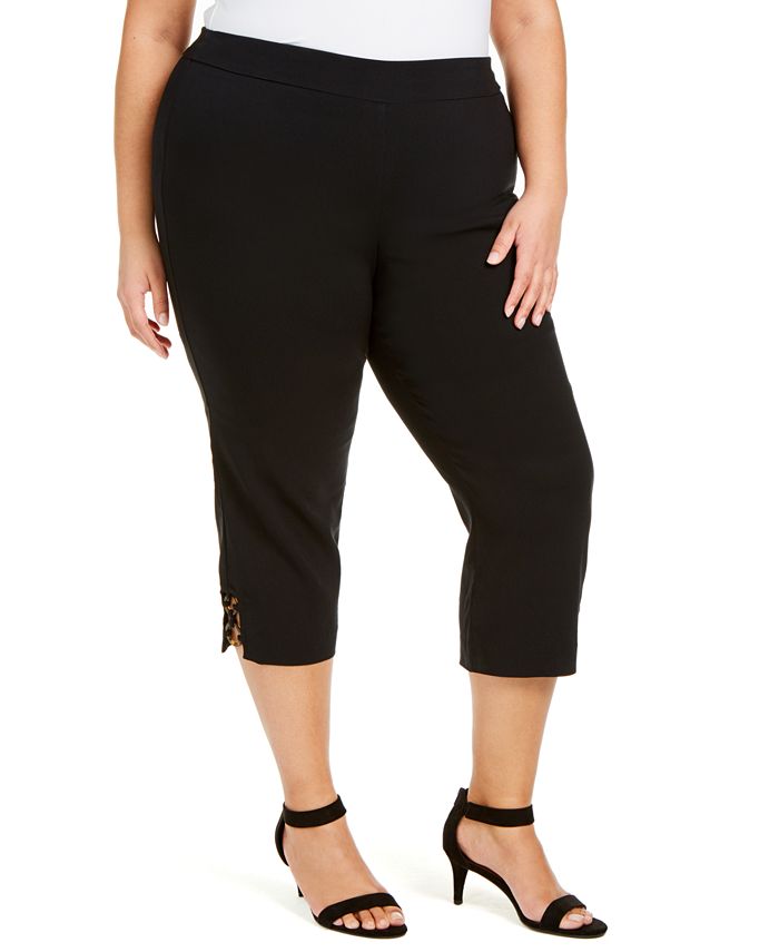 JM Collection Plus Size Embellished Pull-On Capri Pants, Created for ...