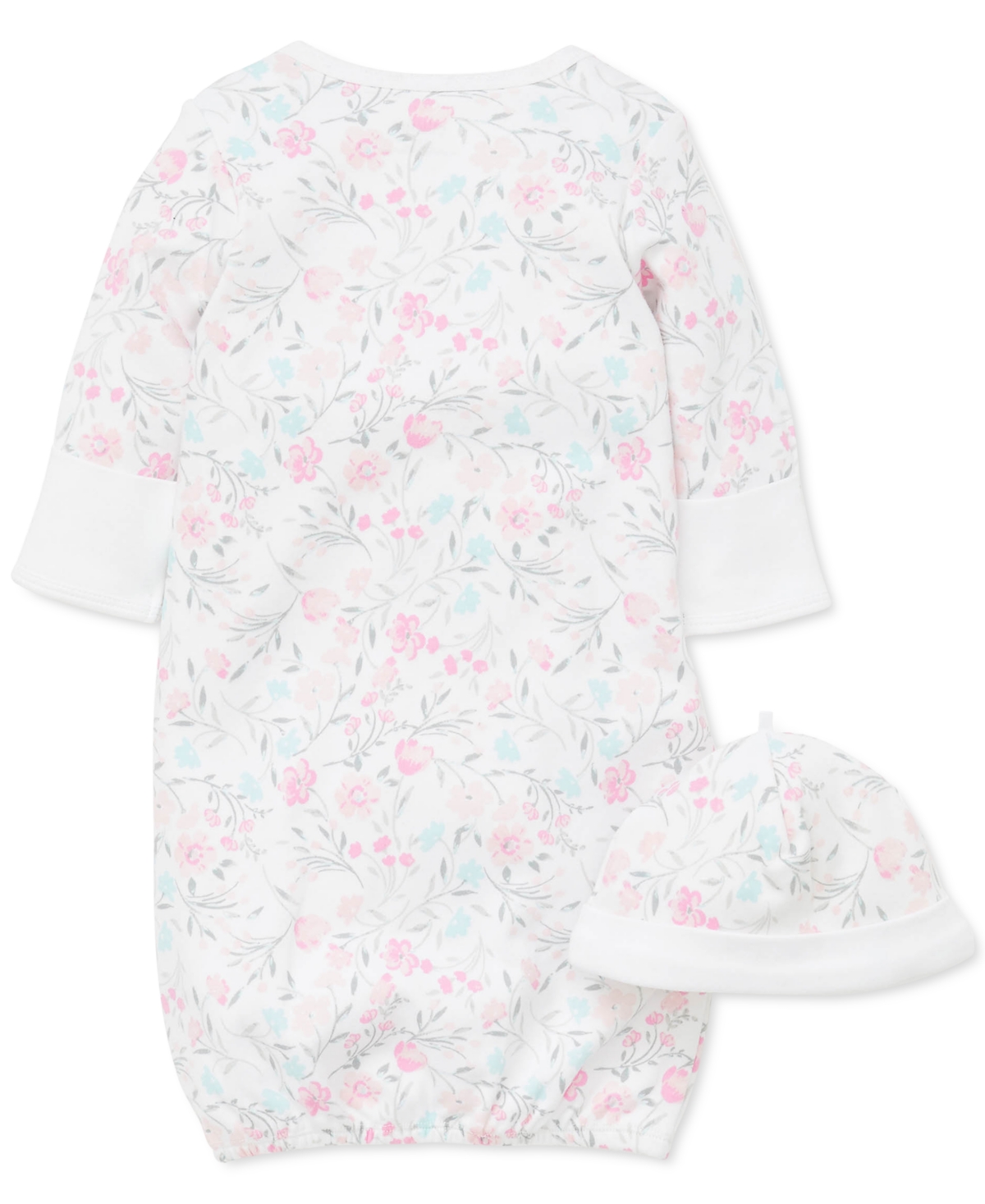 Little Me Baby Girls Cotton Floral Print Hat and Gown, 2 Piece Set