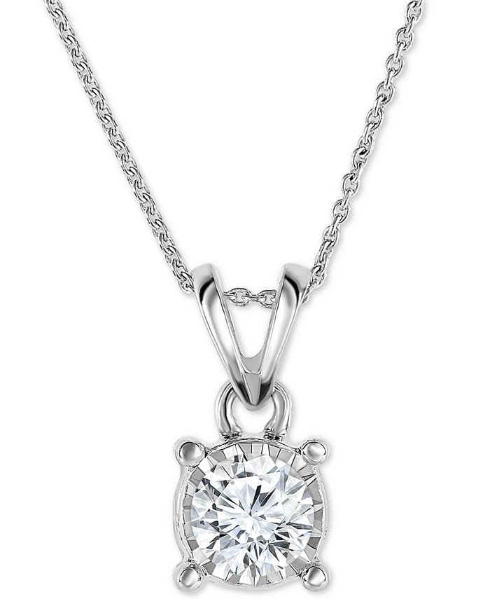 Diamond Necklace 6 ct tw Princess/Round 14K White Gold 19