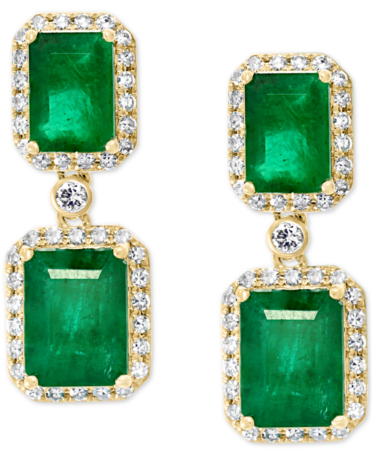 Effy Emerald (4-3/4 ct. t.w.) & Diamond (3/8 ct. t.w.) Drop Earrings in 14k White Gold or- Yellow Gold