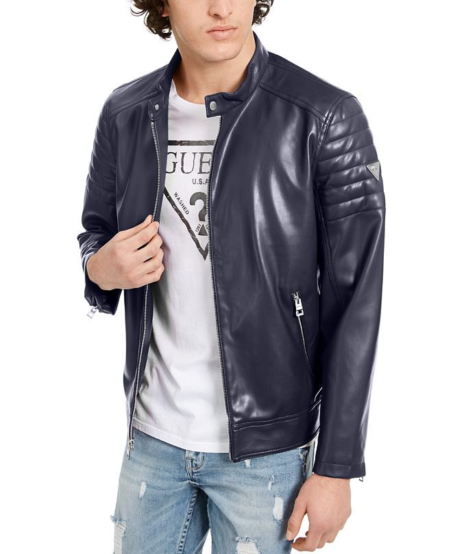 GUESS Men's Faux Leather Moto Bomber Jacket & Reviews ... (661 x 808 Pixel)