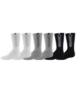 Calvin Klein Big Boys Crew Length Performance Socks 6 Pack
