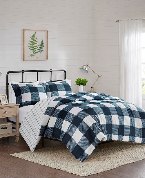Madison Park Morrison 3 Piece Full Queen Reversible Buffalo Check
