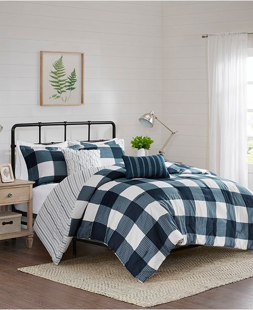 Madison Park Morrison 5 Piece Full Queen Reversible Buffalo Check