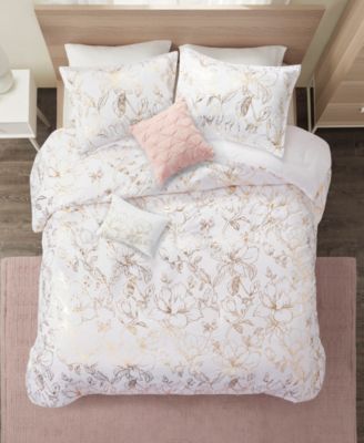 Intelligent Design Magnolia Metallic Floral 5-Piece Full/Queen Comforter Set