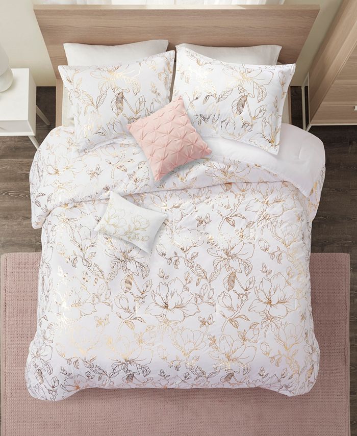 Intelligent Design Magnolia Metallic Floral 5Piece Full/Queen