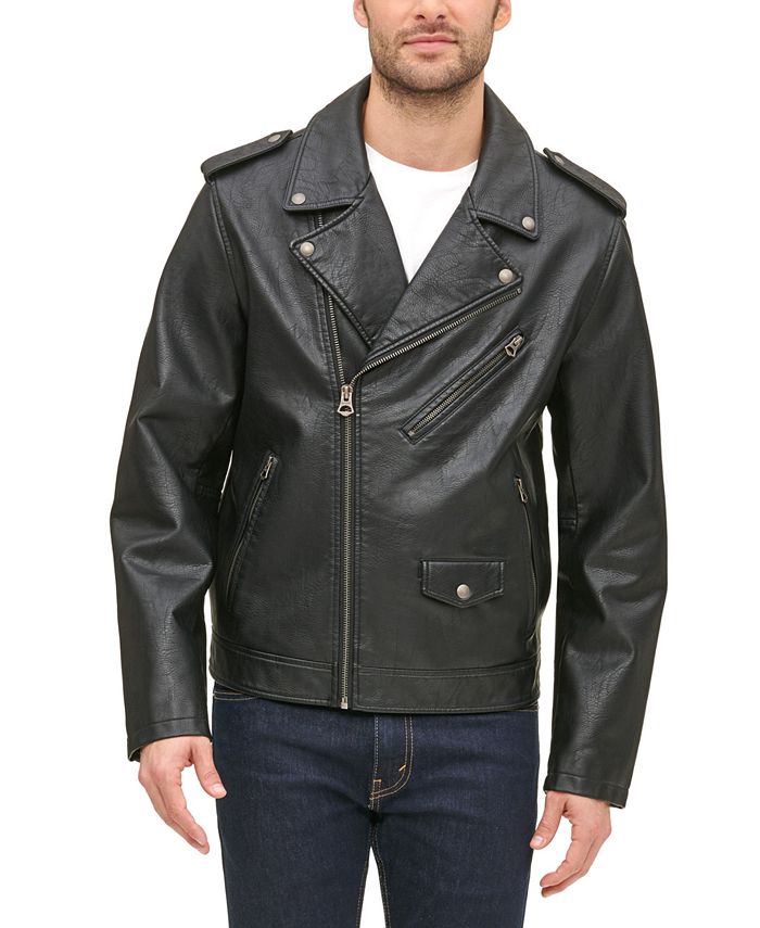 Levi's Men's Classic Asymmetrical Faux-Leather Motorcycle Jacket - Macy's