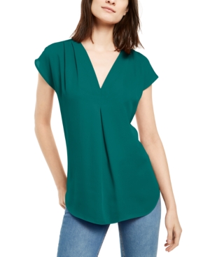 image of Inc Inverted-Pleat V-Neck Top, Created for Macy-s