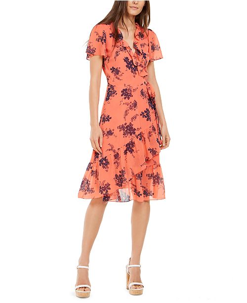 Michael Kors Printed Wrap Dress Reviews Women Macy S