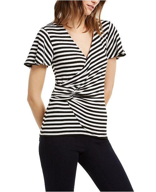 Michael Kors Striped Twisted Top Reviews Tops Women Macy S