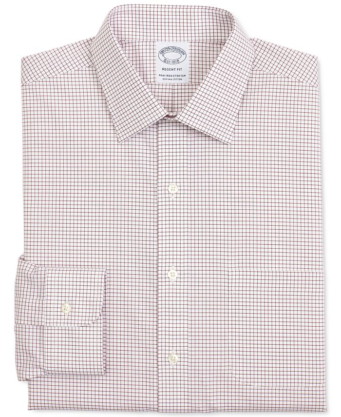 Brooks Brothers Men's Check Supima Cotton Dress Shirt Blue Size 14.5X32