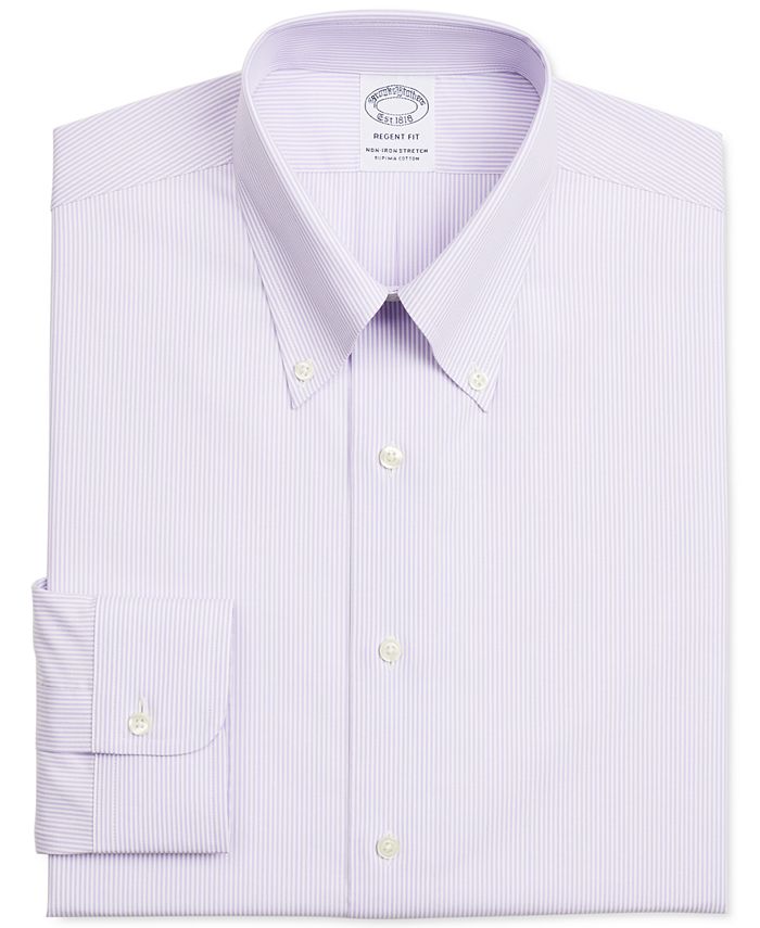 Brooks Brothers Men's Regent Slim Fit Stretch Non Iron Check Dress Shirt Blue Size 16-35