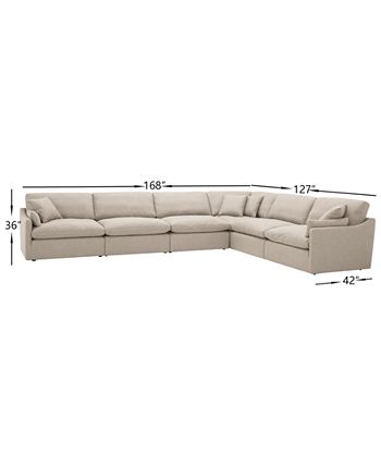 Furniture - Joud 6-Pc. Fabric "L" Shaped Modular Sofa