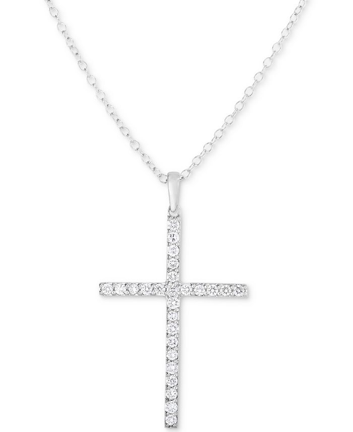 Forever Grown Diamonds - Lab-Created Diamond Cross Pendant Necklace (1/2 ct. t.w.) in Sterling Silver