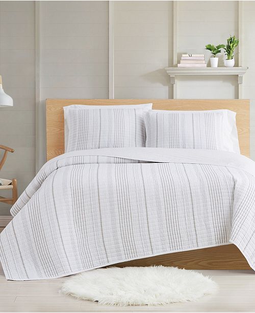 Vince Camuto Cottage Classics Farmhouse Stripe 3 Piece King Quilt