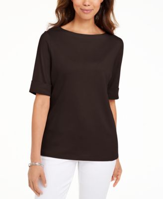 Karen Scott - Boat-Neck Elbow-Sleeve Top, Created For Macy's