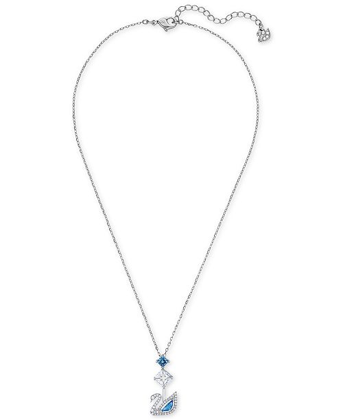 Swarovski Silver Tone Crystal Swan Logo Pendant Necklace 14 7 8 2 Extender Reviews Necklaces Jewelry Watches Macy S