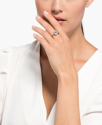 Swarovski Silver-Tone Crystal Lucky Cat Ring