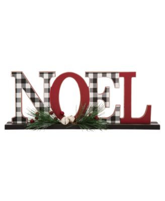 Glitzhome Christmas Plaid Joy Noel Table Decor Set of 2