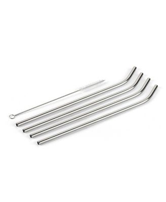 Cuisinart - 6-Pc. Stainless Steel Bent Neck Straws with Cleaning Brush & Holder