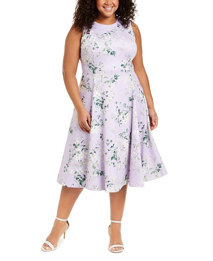 Calvin Klein Plus Size Floral-Print Fit & Flare Dress & Reviews 
