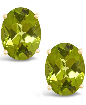 Macy's - Oval-cut Gemstone Stud Earrings in 14K Yellow Gold