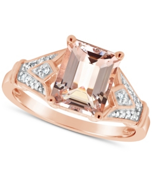 image of Morganite (2 ct. t.w.) and Diamond (1/10 ct. t.w.) Ring in 14K Rose Gold-Plated Sterling Silver