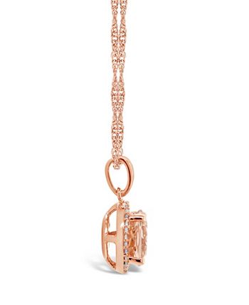 Macy's - Morganite (2-1/2 ct. t.w.) and Diamond (1/8 ct. t.w.) Pendant Necklace in Rose Gold-Plated Sterling Silver