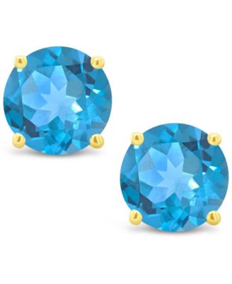 Swiss Blue Topaz (1-1/8 ct. t.w.) Stud Earrings in 14K White or Yellow Gold
