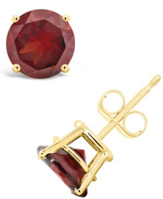 Macy's - Round-Cut Gemstone Stud Earrings in 14K Yellow Gold