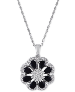 image of Onyx & Diamond (1/20 ct. t.w.) Floral Disc 18