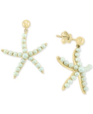 EFFY Collection - Cultured Freshwater Pearl (2 & 3mm) Starfish Drop Earrings in 14k Gold