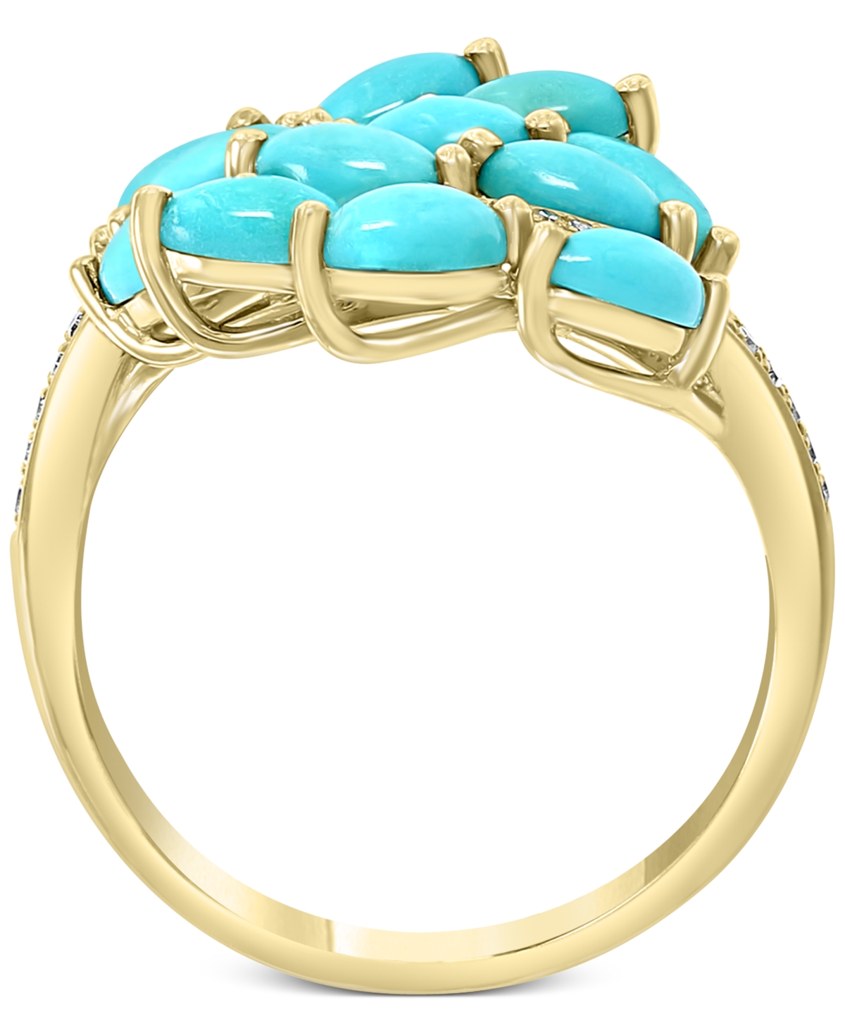 EffyCluster & Diamond (1/10 ct. t.w.) Statement Ring in 14k Gold - Turquoise