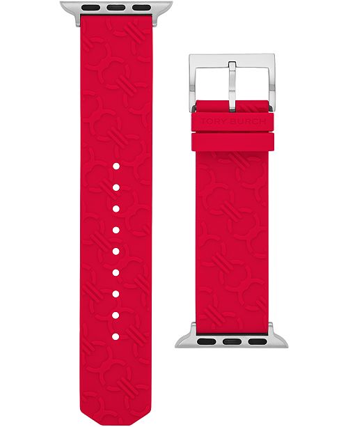 Tory Burch Women S Double T Link Red Band For Apple Watch Silicone Strap 38mm 40mm Reviews Watches Jewelry Watches Macy S