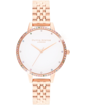 image of Olivia Burton Women-s Rainbow Rose Gold-Tone Stainless Steel Bracelet Watch 34mm