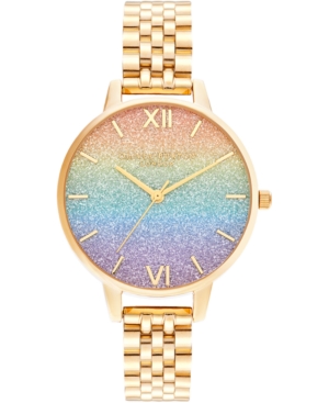 Shop Olivia Burton Women's Rainbow Gold-tone Stainless Steel Bracelet Watch 34mm