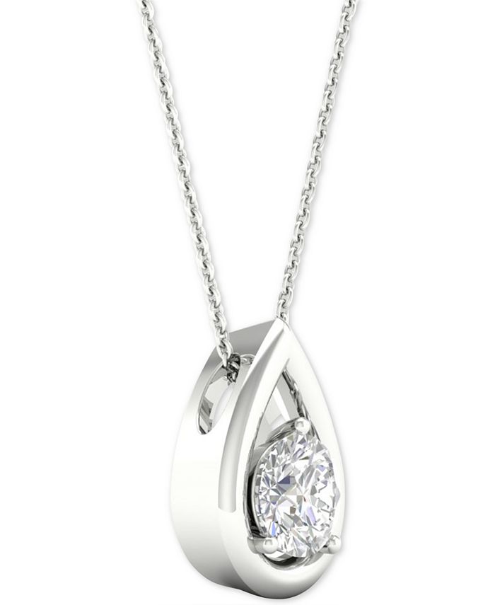 Macy's Diamond Solitaire Teardrop Pendant Necklace (1/3 ct. t.w.) in