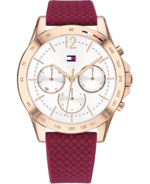 image of Tommy Hilfiger Women-s Red Silicone Strap Watch 38mm, Created for Macy-s