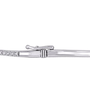 Macy's - Created White Sapphire (1 1/2 ct. t.w.) Rose Swirl Bangle in Two-Tone Sterling Silver
