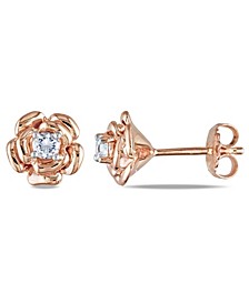 Created White Sapphire (1/3 ct. t.w.) Flower Stud Earrings in 18k Rose Gold Over Silver