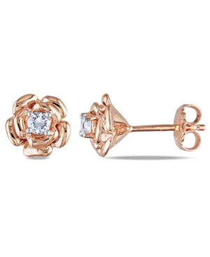 image of Created White Sapphire (1/3 ct. t.w.) Flower Stud Earrings in 18k Rose Gold Over Silver