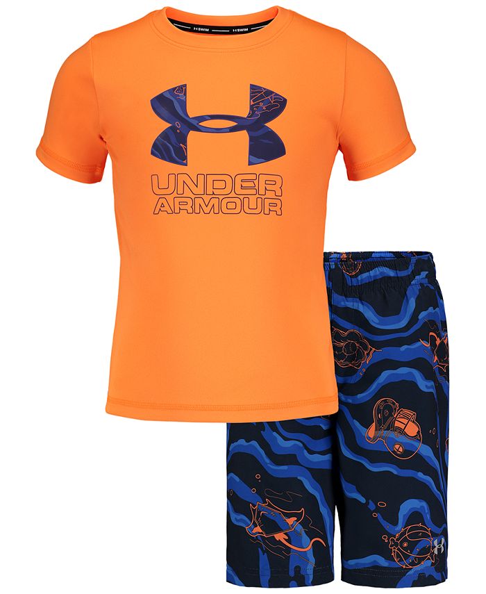 Details about   New Under Armour boys swim suit trunks shorts blue orange white sz 5 