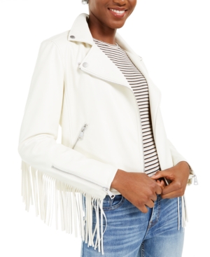 image of Vigoss Jeans Fringe Moto Jacket