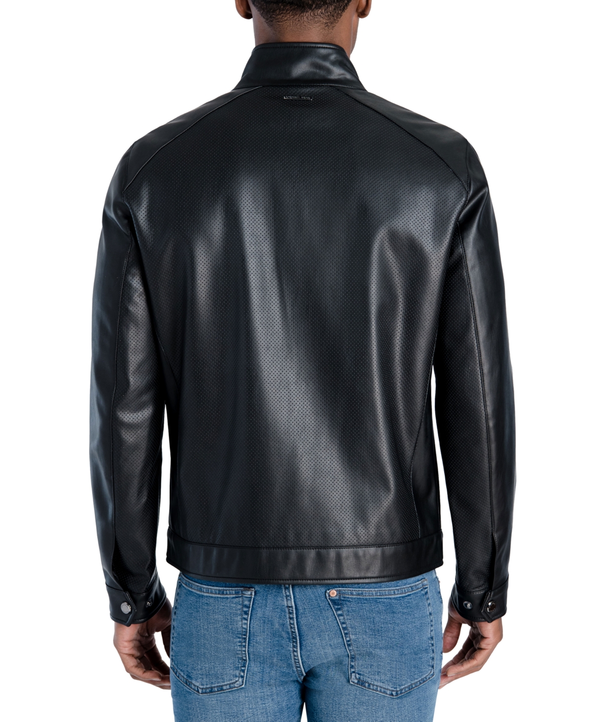 Michael Kors Men's Perforated Faux Leather Hipster Jacket, Created for Macy's