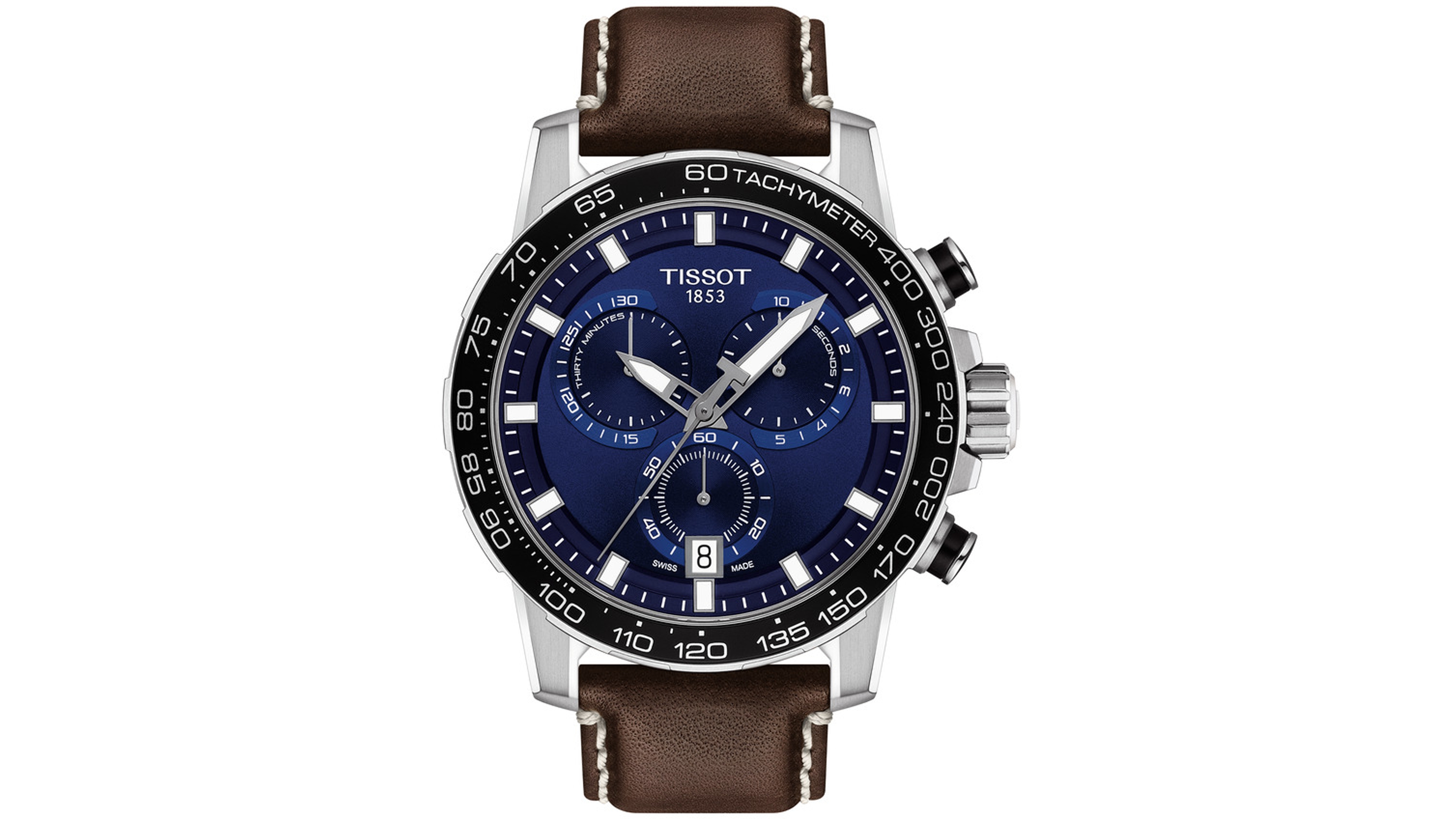 Tissot Men's Swiss T-Sport Supersport Chrono Brown Leather Strap Watch 46mm