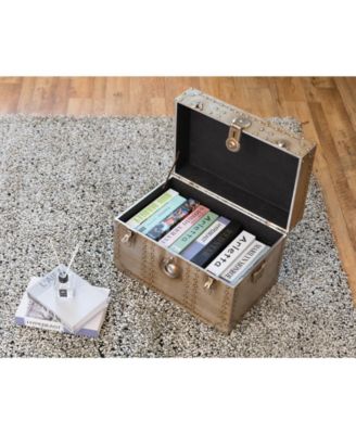 Vintiquewise Industrial Wooden Aluminum Storage Trunk with Lockable ...