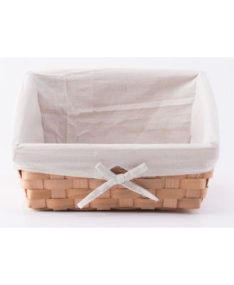 Wickerwise Wooden Angled Display Basket with Fabric Liner for Storage and Display