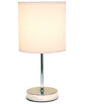 Simple Designs Chrome Mini Basic Table Lamp with Fabric Shade