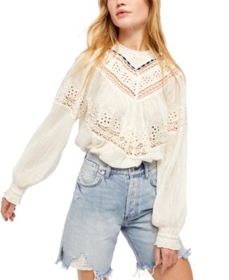 Free People - Abigail Victorian Eyelet Lace-Trimmed Top