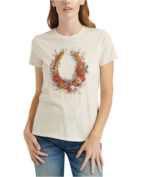 Lucky Brand Floral Horseshoe Graphic T Shirt Reviews Tops